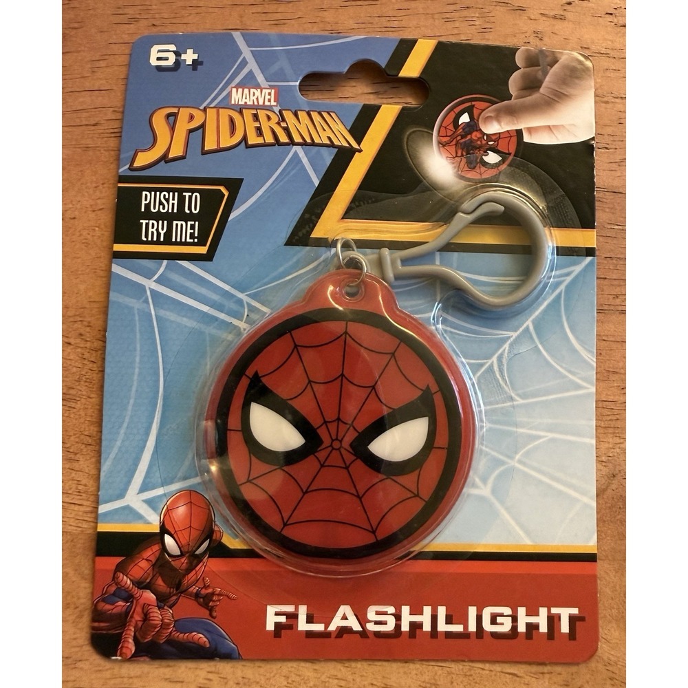 Marvel Spiderman Portable Clipable LED Flashlight‎ Ages 6+ New